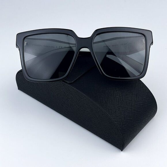 NEW Prada PR24ZS 1AB5S0 Black Dark Grey Square Oversized Women Sunglasses